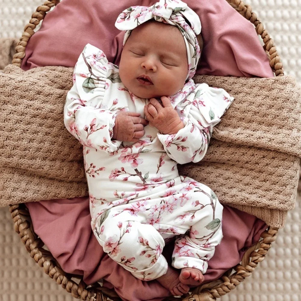 Floral newborn footie & swaddle blanket (NWT) bundle
